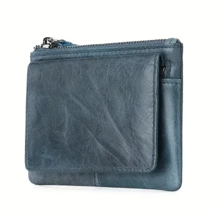 Navy Women's Slim Leather Mini Card Holder & Coin Pouch