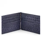 Men's Navy Croc-Effect RFID Leather Wallet With Money Clip Inner View