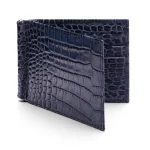 Men's Navy Croc-Effect RFID Leather Wallet With Money Clip