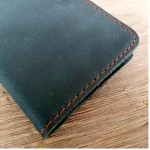 Men's Navy Mini Bifold Card Holder Leather Wallet Close
