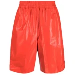 Men's Orange Leather Elasticized Waistband Shorts View