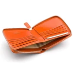 Men's Orange Leather Wallet With Zip Around Open