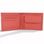 Men's Pink Bifold Coin Pocket Leather Wallet Inner View