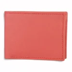 Men's Pink Bifold Coin Pocket Leather Wallet