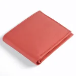 Men's Pink Bifold Coin Pocket Leather Wallet Side View