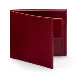 Men's Red Classic Leather Wallet With Coin Pocket Side