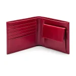 Men's Red Classic Leather Wallet With Coin Pocket
