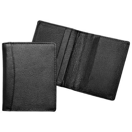 Men's Black Real Leather Bifold Small Card Holder Wallet