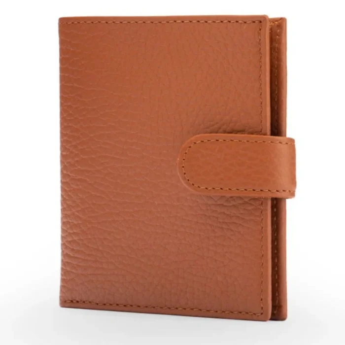 Men'S Tan Compact Bifold Leather Wallet Back