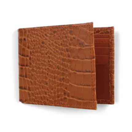 Men's Tan Genuine Leather Croc Wallet