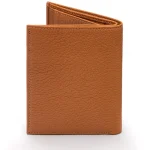 Men's Tan Leather 6 Credit Card And ID Compact Wallet Back View