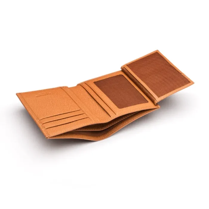 Men'S Tan Leather 6 Credit Card And Id Compact Wallet Inner View