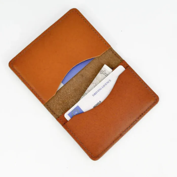 Men'S Tan Leather Card Holder Inner View