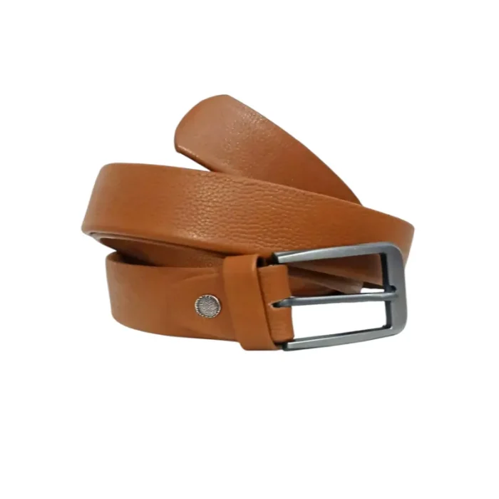 Men'S Tan Formal Leather Belt Close View