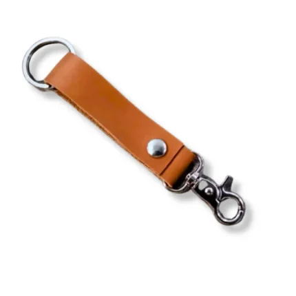 Men's Tan Leather Keyring with Hanging Hook