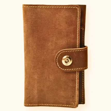 Men's Tan Leather Travel Wallet with Passport Holder