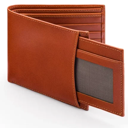 Men's Tan Leather Window ID 2 in 1 Wallet