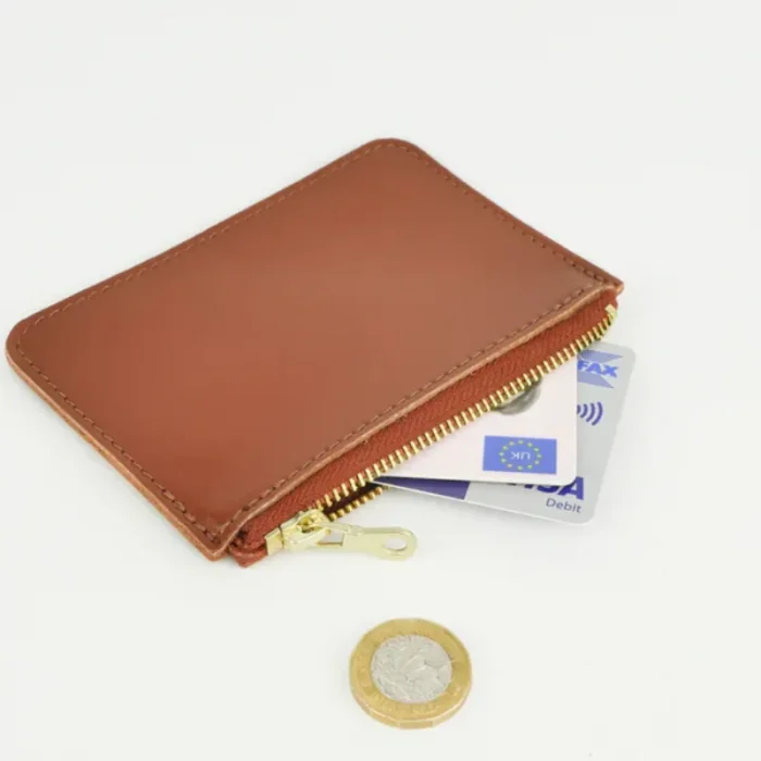 Men'S Tan Leather Zip Purse Zip View