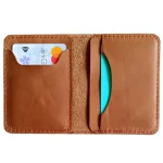 Men's Tan Mini Leather Bifold Card Holder Wallet