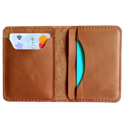 Men's Tan Mini Leather Bifold Card Holder Wallet