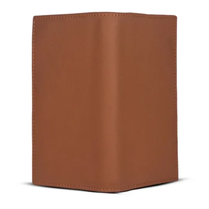 Men'S Tan Slim Elite Long Leather Wallet Back View