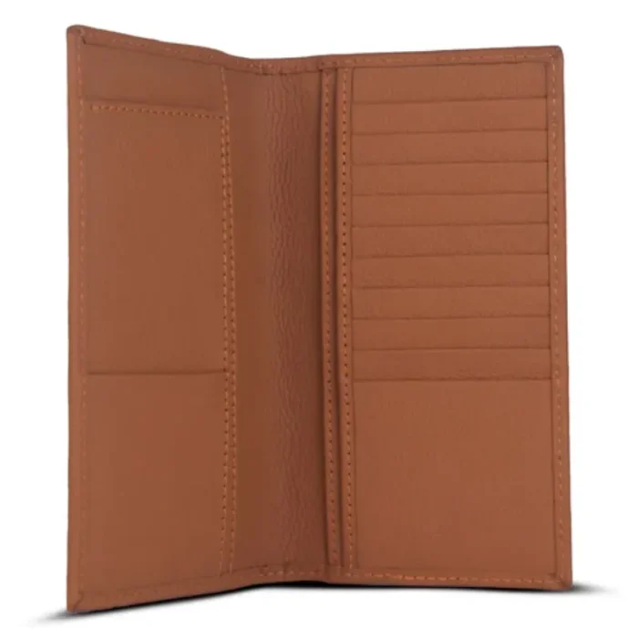 Men'S Tan Slim Elite Long Leather Wallet Inner View