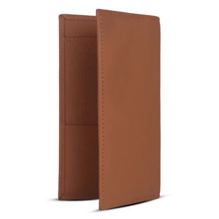Men'S Tan Slim Elite Long Leather Wallet Side View