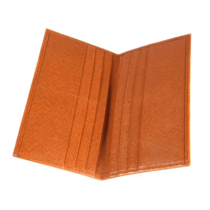 Men'S Tan Tall Slim Leather Wallet With 12 Credit Card Slots View