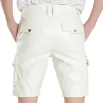 Men's White Leather Cargo Shorts Back View