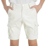 Men's White Leather Cargo Shorts