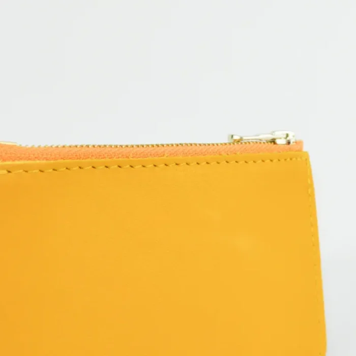 Men'S Yellow Leather Zip Purse Back View