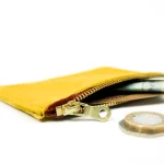 Men's Yellow Leather Zip Purse Zip Open View