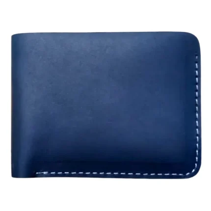 Navy Bifold Slim Leather Wallet for Men