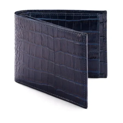 Navy Croc Effect Essential Coin Pocket Bifold Wallet
