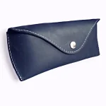 Navy Leather EyeWear Cover Side View