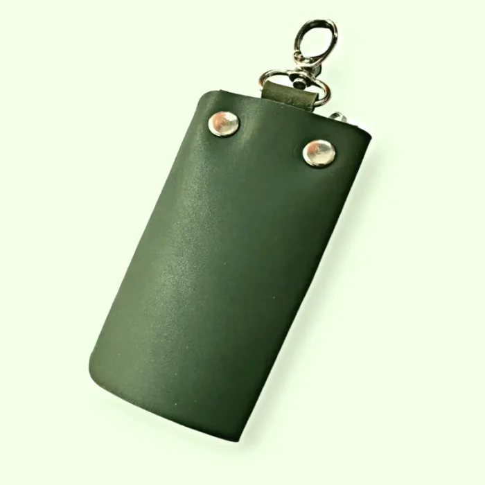 Olive Genuine Leather Key Holder Pouch Back
