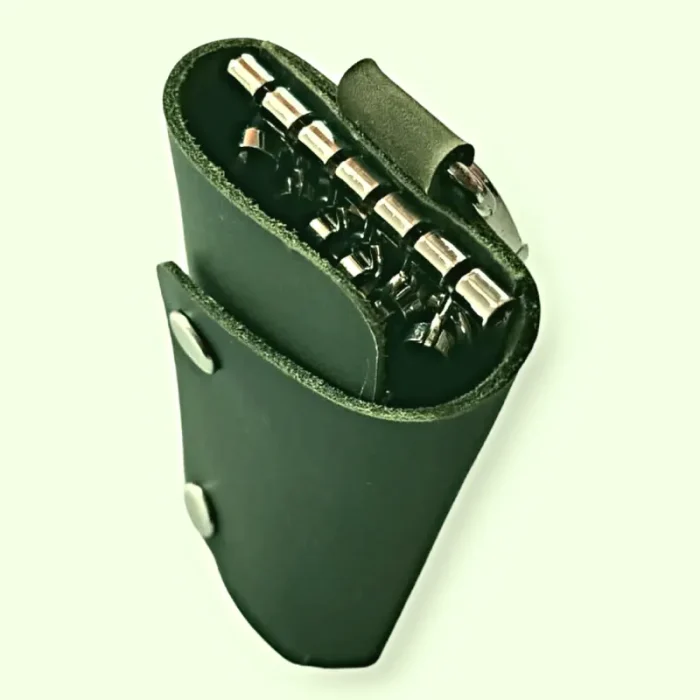 Olive Genuine Leather Key Holder Pouch Top