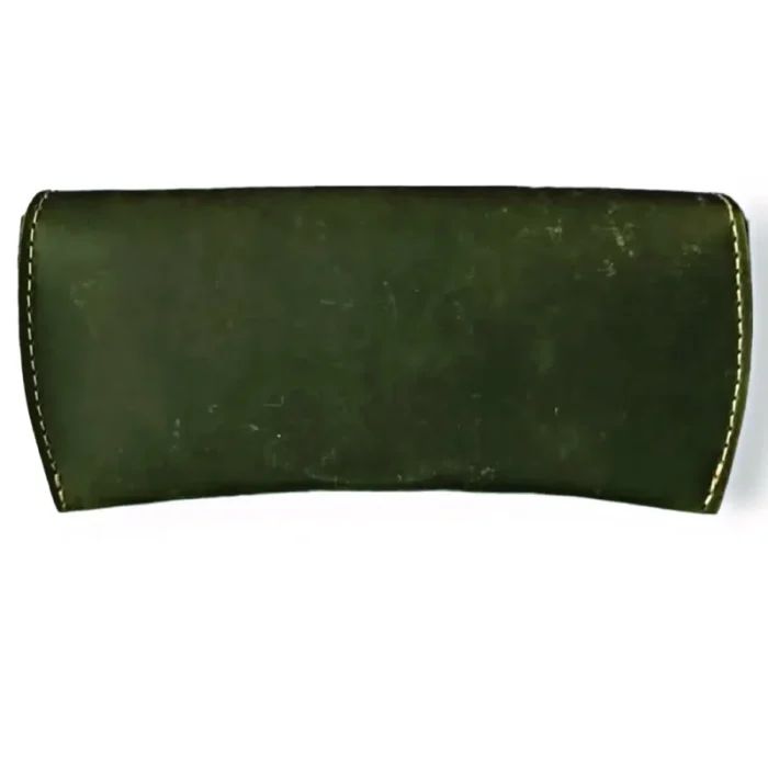 Olive Green Leather Optical Cover Back View