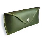 Olive Green Leather Optical Cover Side View