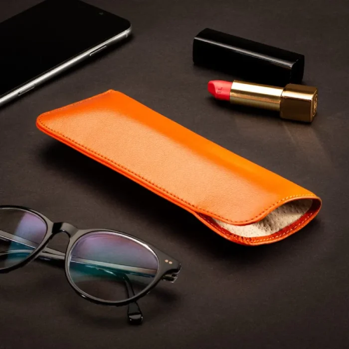 Orange Large Leather Glasses Case View