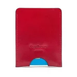 Red Flat Magnetic Leather Money Clip 1 CC Front