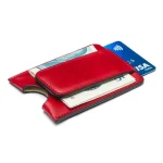 Red Flat Magnetic Leather Money Clip 1 CC Side View