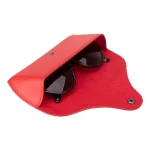 Red Leather Sunglasses Case Inner View