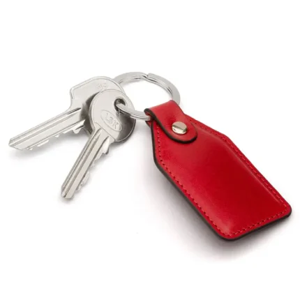 Red Rectangular Leather Key Ring