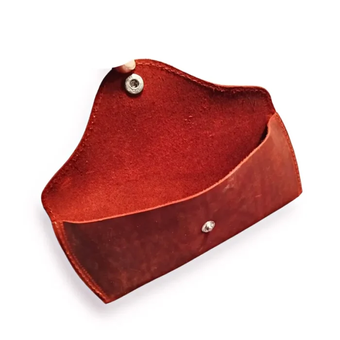 Rust Leather Glasses Cover Inner View