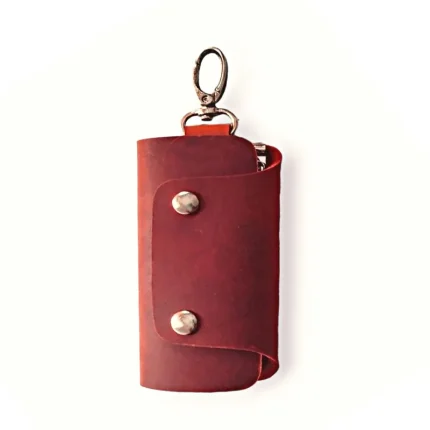 Small Rust Leather Key Holder Pouch