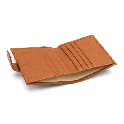 Tan Compact Leather Billfold Wallet With Tab