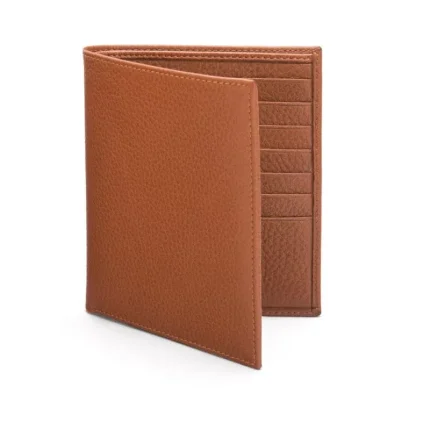 Tan Leather 3 Quarter Billfold Wallet With 14 CC Slots