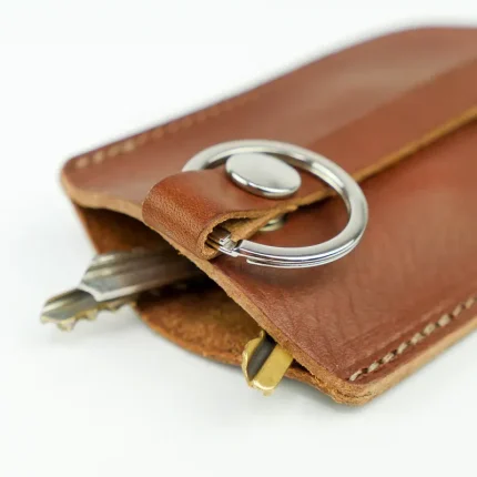 Tan Leather Bell Key Holder