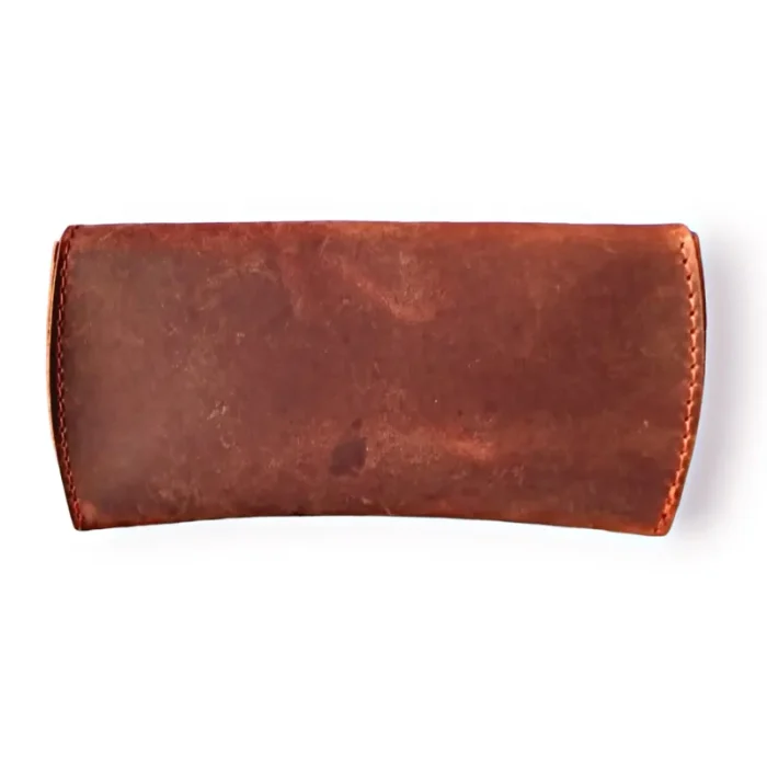 Tan Leather Glasses Case Back View